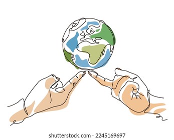 sketch lifestyle A012_fingers hold up the earth to shows the concept of eco vector illustration graphic EPS 10