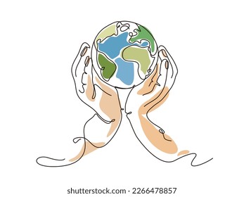 sketch lifestyle A015_hands boost earth to shows the concept of eco vector illustration graphic EPS 10