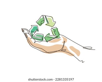 sketch lifestyle A019_hands hold recycle symbol side view to shows the concept of eco vector illustration graphic EPS 10