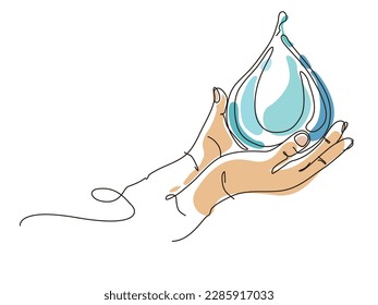 boceto estilo de vida A020_hand hold water drop para mostrar el concepto de ahorro de la ilustración vectorial de agua gráfica EPS 10