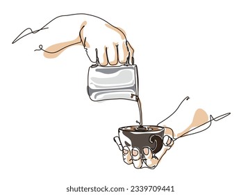 sketch lifestyle A033_latte art shows the skill of brew coffee vector illustration graphic EPS 10
