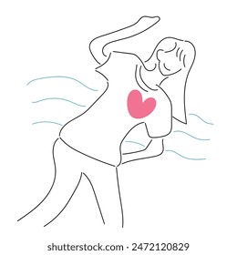 Sketch lifestyle concept minimal girl woman dance aerobics drawing line art. Female exercise hand drawn line concept with white ioslated background. Abstract,vector,illustration.