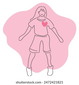 Sketch lifestyle concept minimal girl woman dance aerobics drawing line art. Female exercise hand drawn line concept with white ioslated background. Abstract,vector,illustration.