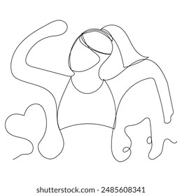 Sketch lifestyle concept minimal girl woman dance aerobics drawing line art. Female exercise hand drawn line concept with white ioslated background. Abstract,vector,illustration.