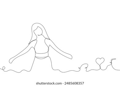 Sketch lifestyle concept minimal girl woman dance aerobics drawing line art. Female exercise hand drawn line concept with white ioslated background. Abstract,vector,illustration.