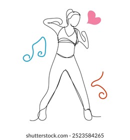 Sketch lifestyle concept minimal girl woman dance aerobics drawing line art. Female exercise hand drawn line concept with white ioslated background. Abstract,vector,illustration.