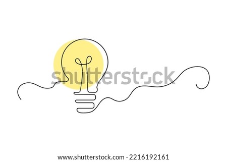 Sketch light bulb one line. Electricity consumption concept. Single line. Vector illustration. stock image. 