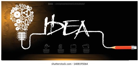 Sketch Light bulbs Cog  and Text  Idea  -  Creativity modern design -  Infographic template.