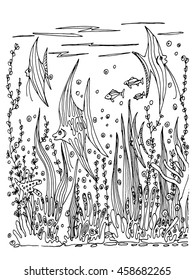 Sketch of Light house for coloring book for adult, anti stress coloring. Nautical theme. Vector background.