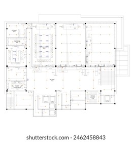 sketch of a light point plan or electrical plan of a large building