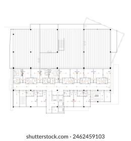 sketch of a light point plan or electrical plan of an apartment building