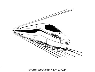 Sketch of Light Rail Train In Ottawa, Ontario, Canada. Vector