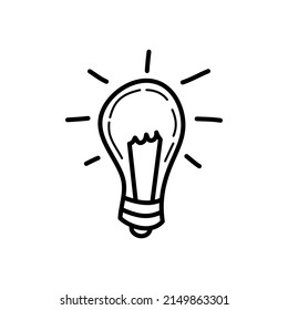 Sketch lightbulb. Hand drawn doodle icon. Sign symbol. Vector.