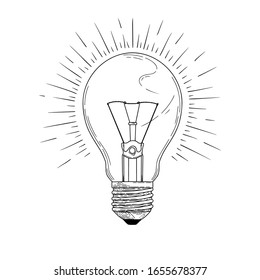 Sketch lightbulb isolated on a white background. Vector illustration