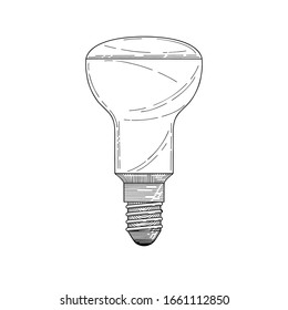 Sketch lightbulb isolated on a white background. Vector illustration