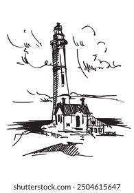 Sketch of a lighthouse. Architecture. Seashore