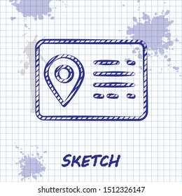 Sketch line Address book line icon isolated on white background. Telephone directory.  Vector Illustration