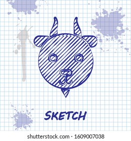 Sketch line Aries zodiac sign icon isolated on white background. Astrological horoscope collection.  Vector Illustration