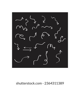  Sketch line arrow element. Hand-drawn doodle sketch style. Arrow, brush decoration. Vector illustration