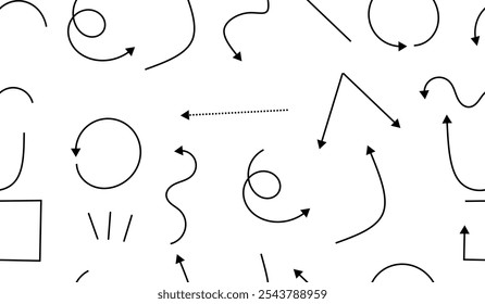 sketch line arrow elements with simple and artistic style on a white background.
