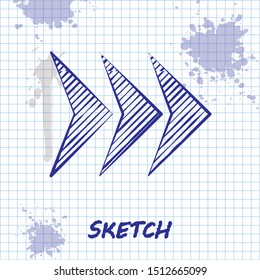 Sketch line Arrow icon isolated on white background. Direction Arrowhead symbol. Navigation pointer sign.  Vector Illustration