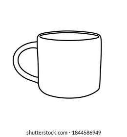 Sketch line art coffee mug cup. Vector Illustration.