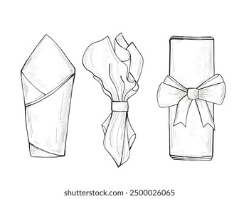 Sketch Line Art  Napkins. Napkins set sketch