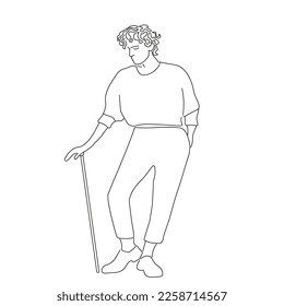 Sketch line art of people men, Hand drawn vector illustration, Black and white.