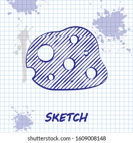 Sketch line Asteroid icon isolated on white background.  Vector Illustration