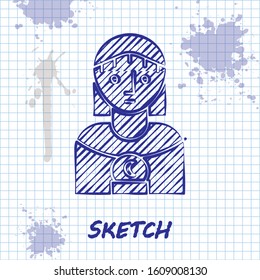 Sketch line Astrology woman icon isolated on white background.  Vector Illustration