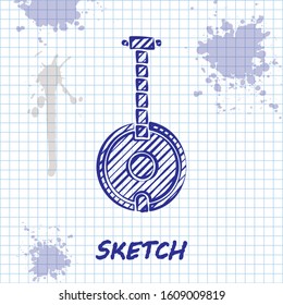 Sketch line Banjo icon isolated on white background. Musical instrument.  Vector Illustration