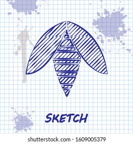 Sketch line Bee icon isolated on white background. Sweet natural food. Honeybee or apis with wings symbol. Flying insect.  Vector Illustration