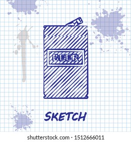 Sketch line Beer can icon isolated on white background.  Vector Illustration