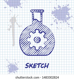 Sketch line Bioengineering icon isolated on white background. Element of genetics and bioengineering icon. Biology, molecule, chemical icon.  Vector Illustration