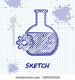 Sketch line Bioengineering icon isolated on white background. Element of genetics and bioengineering icon. Biology, molecule, chemical icon.  Vector Illustration