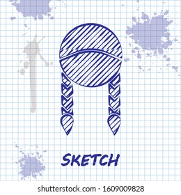 Sketch line Braid icon isolated on white background.  Vector Illustration