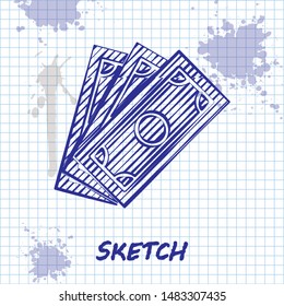 Sketch line Briefcase icon isolated on white background. Business case sign. Business portfolio.  Vector Illustration