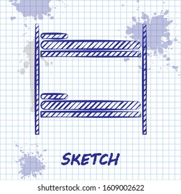 Sketch line Bunk bed icon isolated on white background.  Vector Illustration