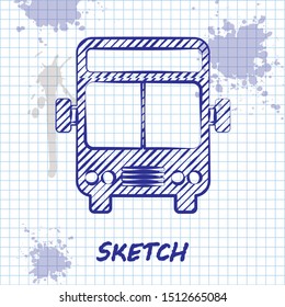 Sketch line Bus icon isolated on white background. Transportation concept. Bus tour transport sign. Tourism or public vehicle symbol.  Vector Illustration