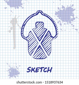 Sketch line Canteen water bottle icon isolated on white background. Tourist flask icon. Jar of water use in the campaign.  Vector Illustration