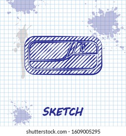 Sketch line Car door handle icon isolated on white background.  Vector Illustration