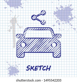 Sketch line Car sharing icon isolated on white background. Carsharing sign. Transport renting service concept.  Vector Illustration