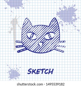 Sketch line Cat icon isolated on white background.  Vector Illustration