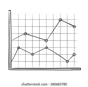 sketch of the line chart on white background, isolated