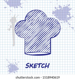Sketch line Chef hat icon isolated on white background. Cooking symbol. Cooks hat.  Vector Illustration