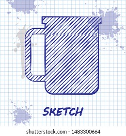 Sketch line Coffee cup flat icon isolated on white background. Tea cup. Hot drink coffee.  Vector Illustration
