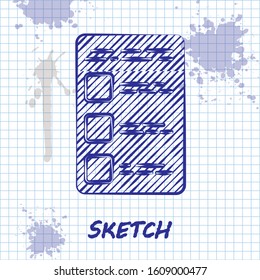 Sketch line Create account screen on mobile phone icon isolated on white background.  Vector Illustration