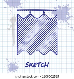 Sketch line Curtains icon isolated on white background.  Vector Illustration
