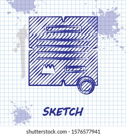 Sketch line Decree, paper, parchment, scroll icon icon isolated on white background.  Vector Illustration