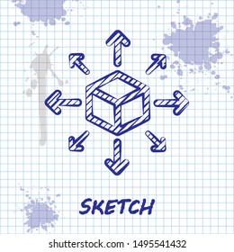 Sketch line Distribution icon isolated on white background. Content distribution concept.  Vector Illustration
